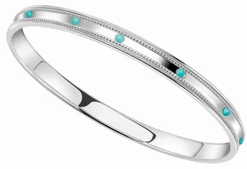 Bracelet pour femme en argent 925 orné de pierres turquoise bleues Éclat d'Azur, finition polie brillante sur fond blanc.