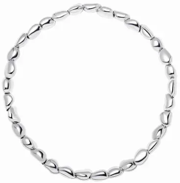 Bracelet élastique stretch composé de billes en argent 925 poli brillant, design sans fermoir moderne sur fond blanc.