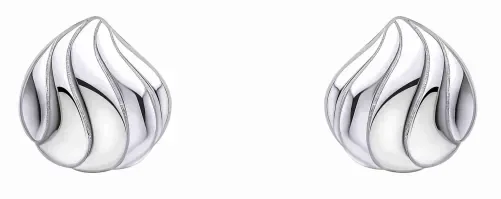 Paire de boucles d'oreilles pour femme Éclat Intemporel en argent massif 925 poli, design classique et brillant sur fond neutre.