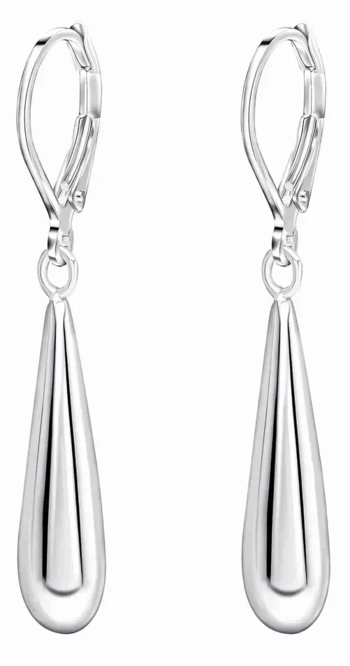 Boucles d'oreilles goutte volumineuses en argent 925 poli miroir, design moderne et courbe fluide, bijou tendance pour femme.