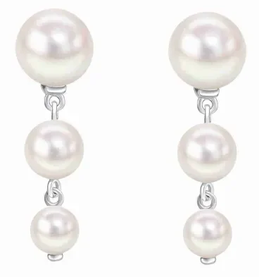 Boucles d'oreilles perle de culture blanche ronde sur monture en argent 925 brillant, collection éclat intemporel.