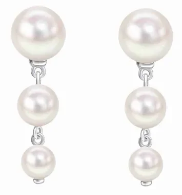 Boucles d'oreilles perle de culture blanche ronde sur monture en argent 925 brillant, collection éclat intemporel.