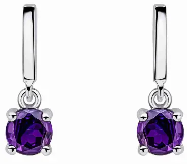 Boucles d'oreilles pour femme en argent 925 serties de pierres semi-précieuses améthystes naturelles violettes.