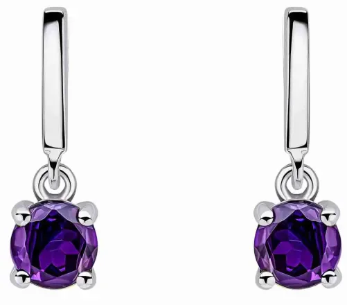 Boucles d'oreilles pour femme en argent 925 serties de pierres semi-précieuses améthystes naturelles violettes.