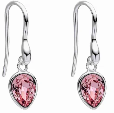 Boucles d'oreilles pour femme en argent 925 avec cristal rose scintillant.