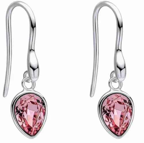 Boucles d'oreilles pour femme en argent 925 avec cristal rose scintillant.