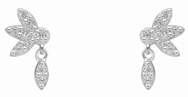 Boucles d'oreilles pour femme en argent 925 avec pétales sertis de zirconium brillant.