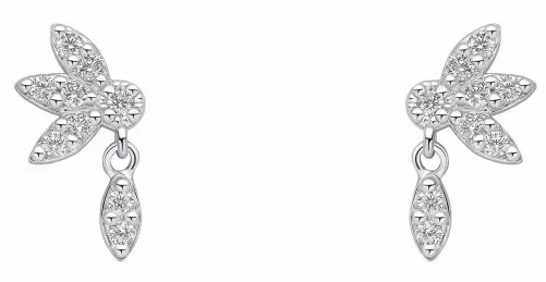 Boucles d'oreilles pour femme en argent 925 avec pétales sertis de zirconium brillant.