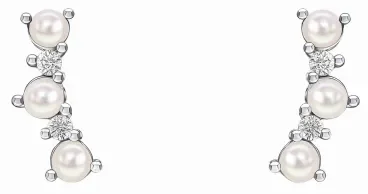 Boucles d'oreilles pour femme en argent 925 avec perle de culture blanche et oxyde de zirconium.