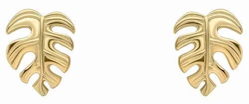 Boucles d'oreilles pour femme en argent 925 plaqué or en forme de feuille ciselée.