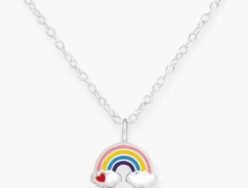 Collier arc en ciel et petit cœur argent 925 pour petite fille