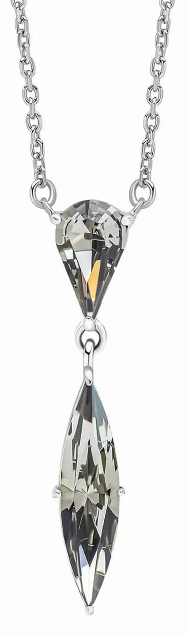 Collier pour femme en argent massif 925 avec pendentif en cristal noir intense aux reflets brillants.