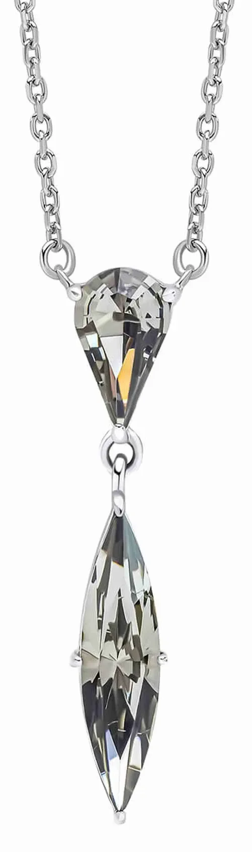 Collier pour femme en argent massif 925 avec pendentif en cristal noir intense aux reflets brillants.