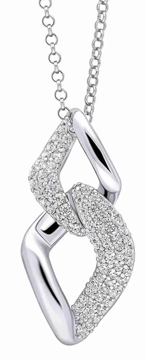 Collier femme élégant en argent 925 serti de pierres en zirconium brillant éclat divin.