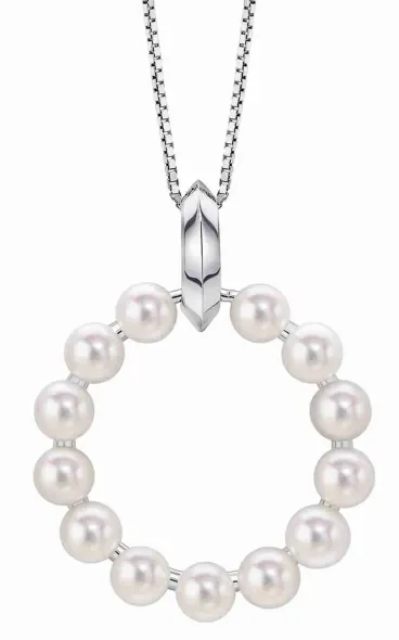 Collier cercle de perles nacrées pour femme avec chaîne fine en argent 925.
