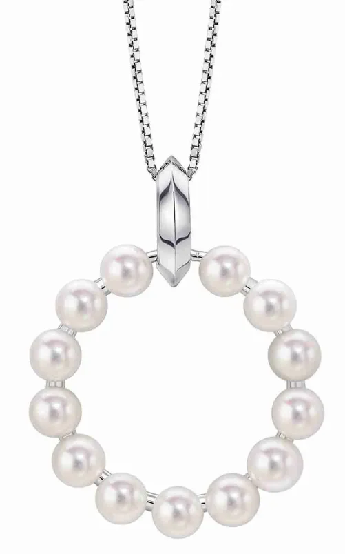 Collier cercle de perles nacrées pour femme avec chaîne fine en argent 925.