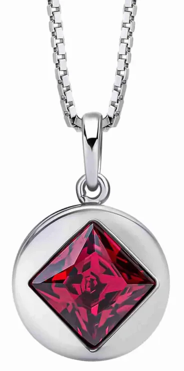 Collier pour femme en argent 925 avec pendentif en cristal fuchsia scintillant.