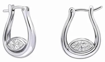 Paire de boucles d'oreilles pour femme en argent massif 925 rhodié serties de zircons brillants.