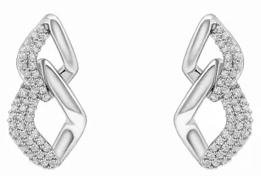 Boucles d'oreilles pour femme en argent massif 925 serties de pierres de zirconium étincelantes.