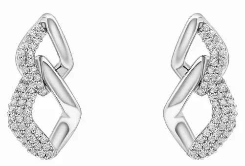 Boucles d'oreilles pour femme en argent massif 925 serties de pierres de zirconium étincelantes.