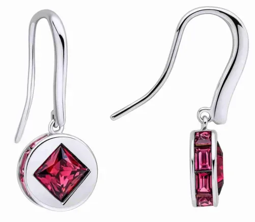 Paire de boucles d'oreilles pour femme en argent massif 925 de couleur rose fuchsia éclatant.