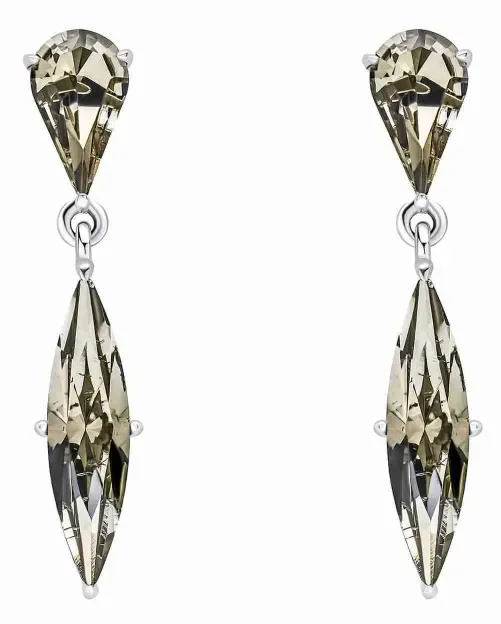 Boucles d'oreilles femme éclat ténébreux en argent massif 925 avec cristaux noirs facettés