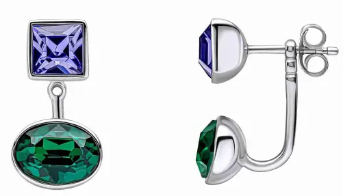 Boucles d'oreilles femme éclat d'améthyste en argent massif 925 avec cristaux violets