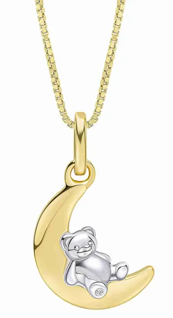 Collier ourson tendresse en argent massif 925 avec finition plaqué or jaune