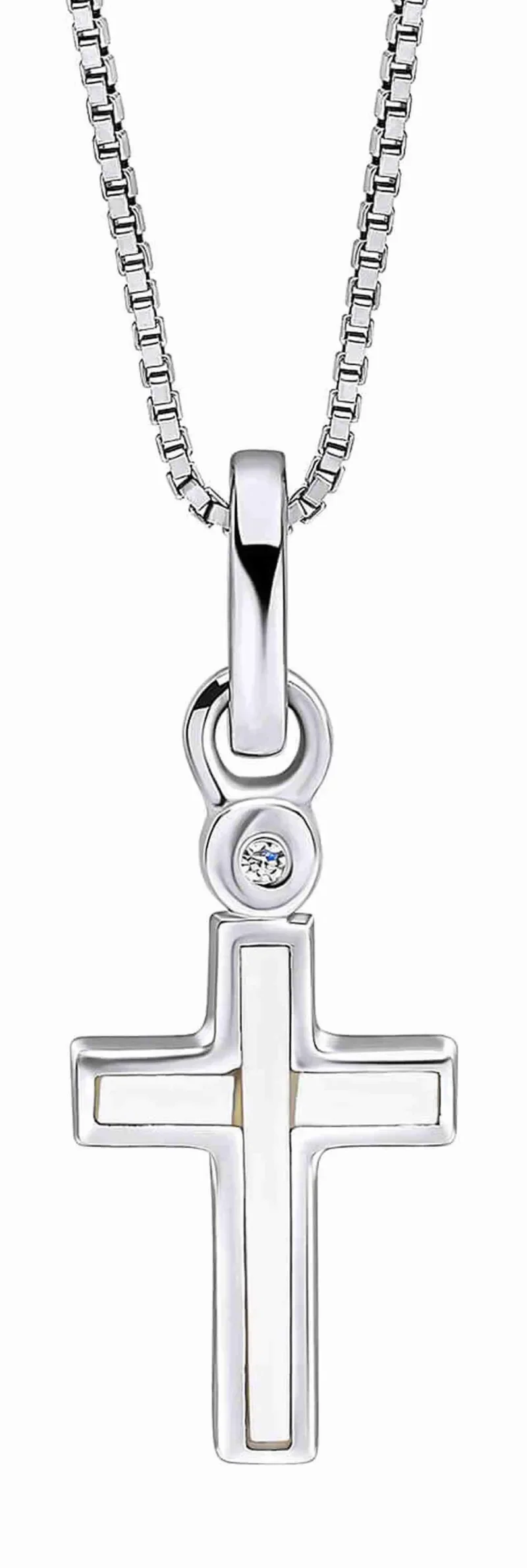 Collier croix céleste en argent 925 et diamant éclatant bijou enfant