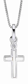 Collier croix céleste en argent 925 et diamant éclatant bijou enfant