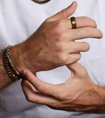 Bracelet homme ancre en hématite marron et acier inoxydable