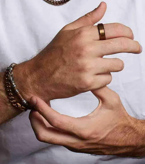 Bracelet homme ancre en hématite marron et acier inoxydable