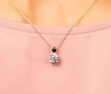 Collier solitaire  éclat divin  - argent 925 plaqué or et oxyde de zirconium