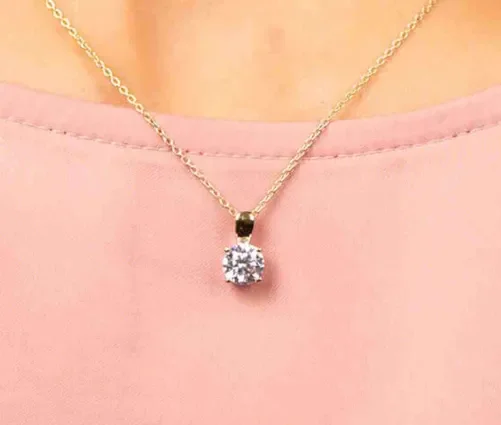 Collier solitaire  éclat divin  - argent 925 plaqué or et oxyde de zirconium