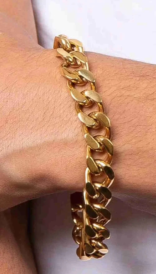 Bracelet  j ai de la chance  grosse maille plaqué or 18 carats