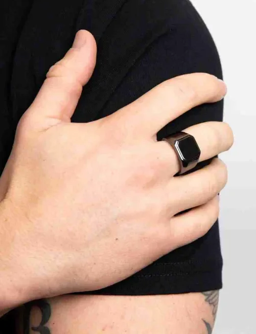 Bague homme éclat lunaire en argent 925 Rhodié chevalière céleste