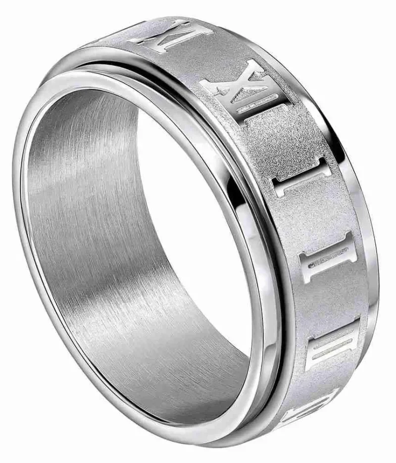 Bague chiffres romains aeterna en acier chirurgical bijou intemporel