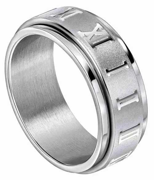 Bague mixte Aeterna en acier chirurgical gravée de chiffres romains sur tout le pourtour