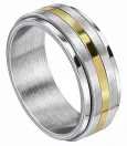 Bague solstice dorée en acier inoxydable bijou homme éclat solaire
