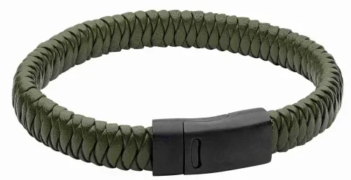 Bracelet homme Urban Explorer en corde de survie kaki avec fermoir technique en acier noir
