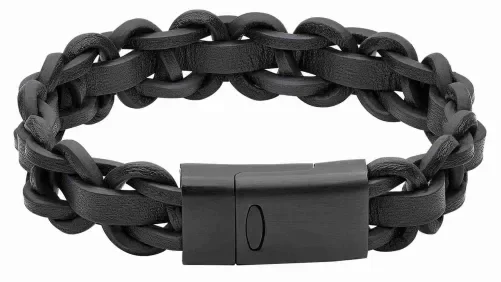 Bracelet pour homme en acier inoxydable noir mat au design urbain et minimaliste
