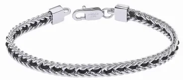 Bracelet pour homme en cordon marin bleu marine avec fermoir élégant en acier inoxydable