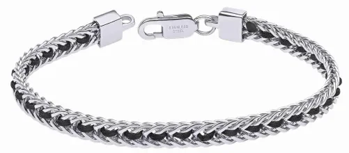 Bracelet pour homme en cordon marin bleu marine avec fermoir élégant en acier inoxydable
