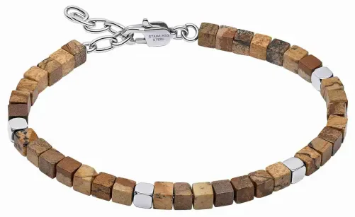 Bracelet femme en acier inoxydable orné d'une pierre naturelle véritable facettée