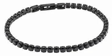 Bracelet homme Éclipse en acier inoxydable poli avec incrustation de zirconium noir brillant