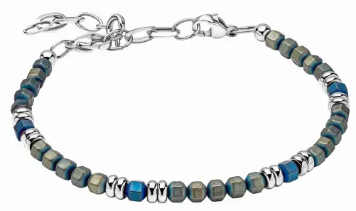 Bracelet en pierres naturelles d'hématite grise métallisée aux reflets sombres