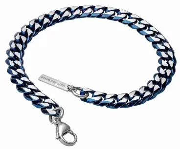 Bracelet gourmette pour homme en acier inoxydable argenté à maillons plats polis