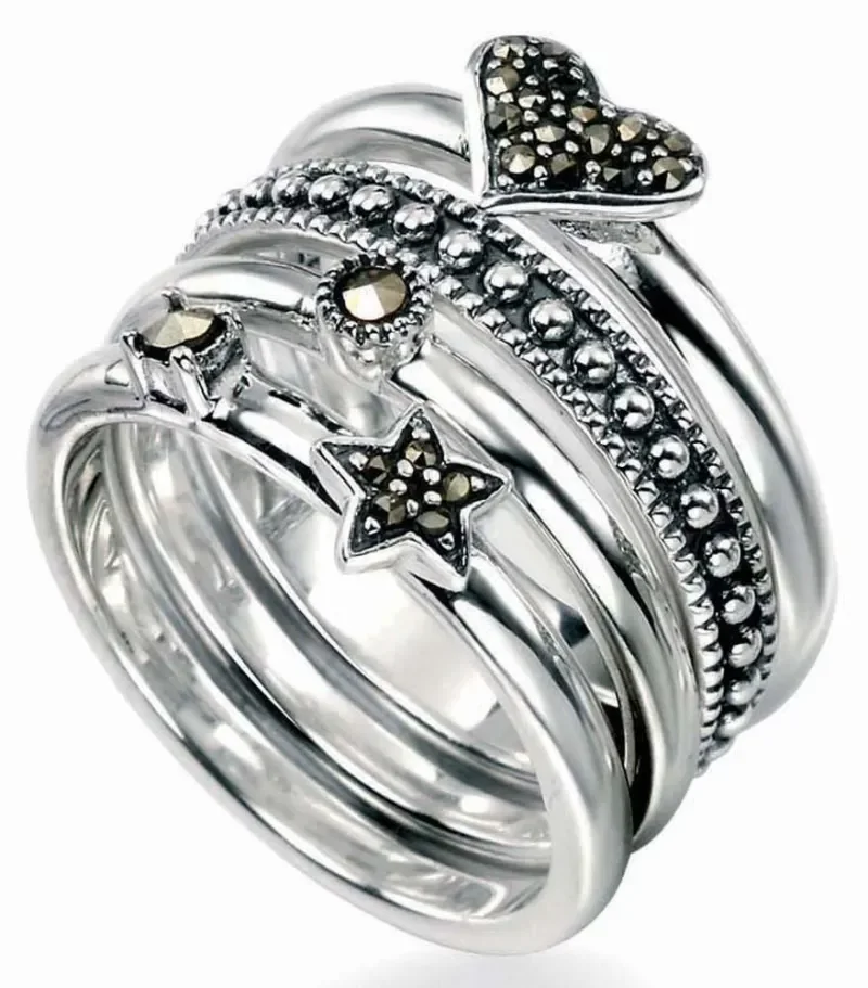 Bague art déco  éclat rétro  - argent massif 925 marcassites