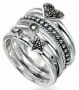 Bague art déco  éclat rétro  - argent massif 925 marcassites